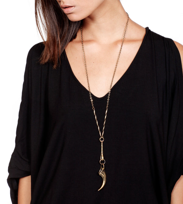 tiger talon pendulum necklace brass